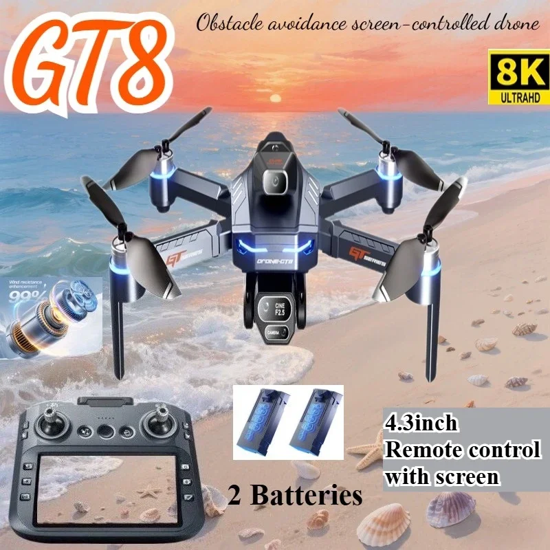 Drone Gt8 Rc - ドローン 4K HD GT8 カメラ障害物回避航空写真ブラシレスドローン スクリーン付き折りたたみ式