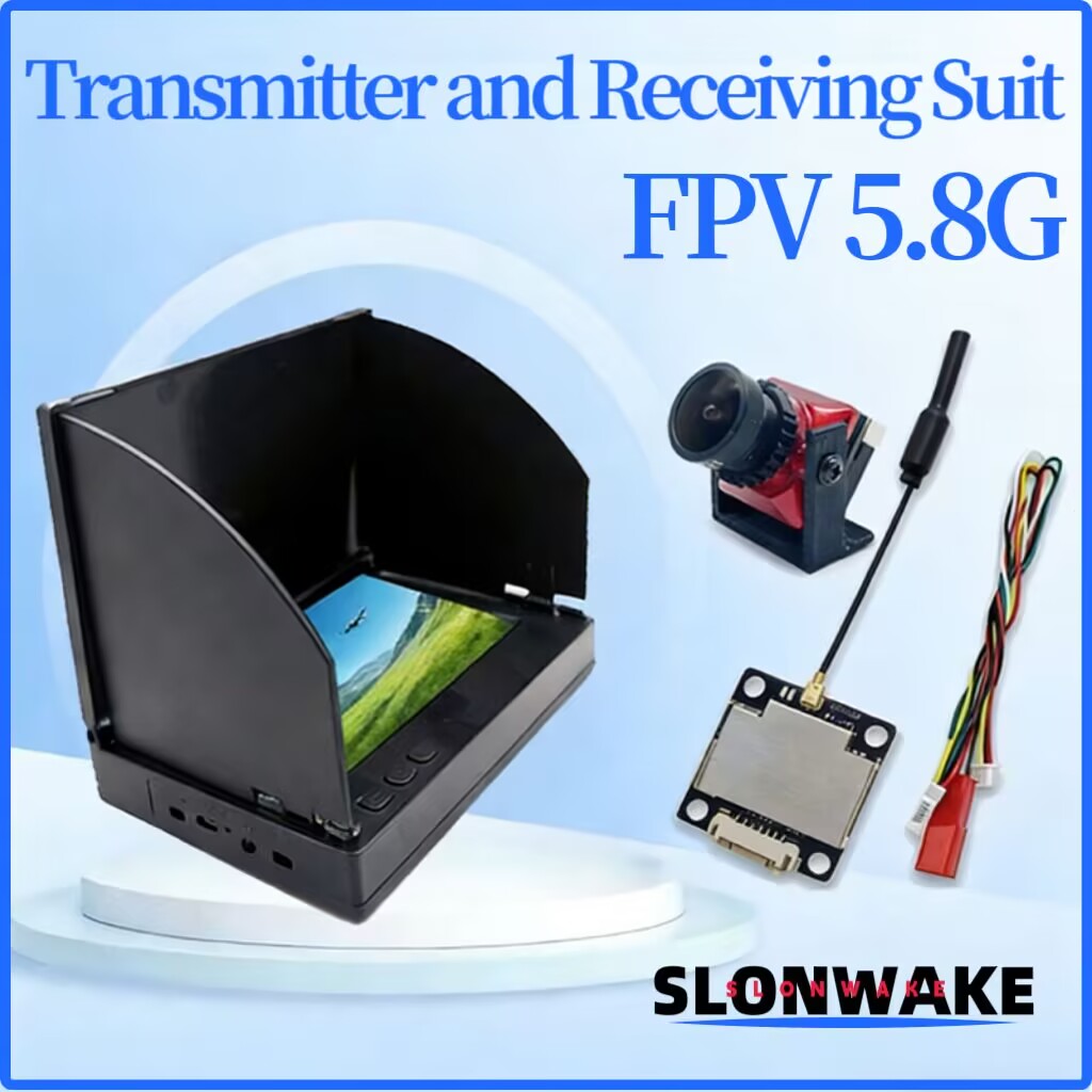 Drone Rc Camera - SLONWAKE FPVスーツ 5.8G 600mW VTX送信機 1500TVLカメラと5インチ受信ディスプレイ画面。