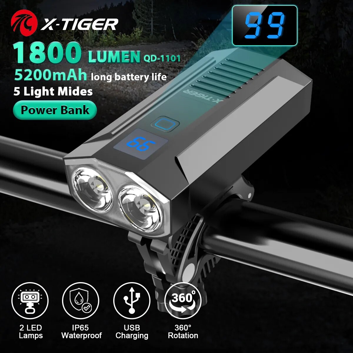 Drone Keh Rc K11 Turbo - X-Tiger自転車ライトヘッドライト自転車ランプモバイルバッテリー付き充電式LED 5200mAh MTB自転車ライトフラッシュライト自転車アクセサリー