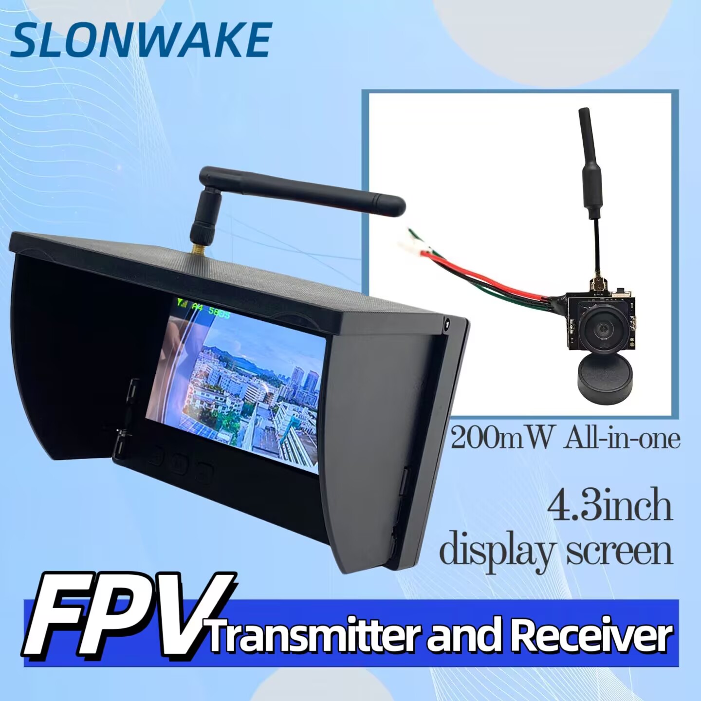Drone Rc Camera - SLONWAKE 5.8G アナログビデオ伝送カメラ 200mW オールインワン、FPV RC