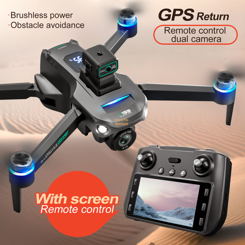 Drone Rc Explorer - リモコン付きクワッドコプタードローン,障害物回避,LEDスクリーン,ブラシレス,GPS,追跡,デュアルカメラ8k,wifi 5g,fpv,2km
