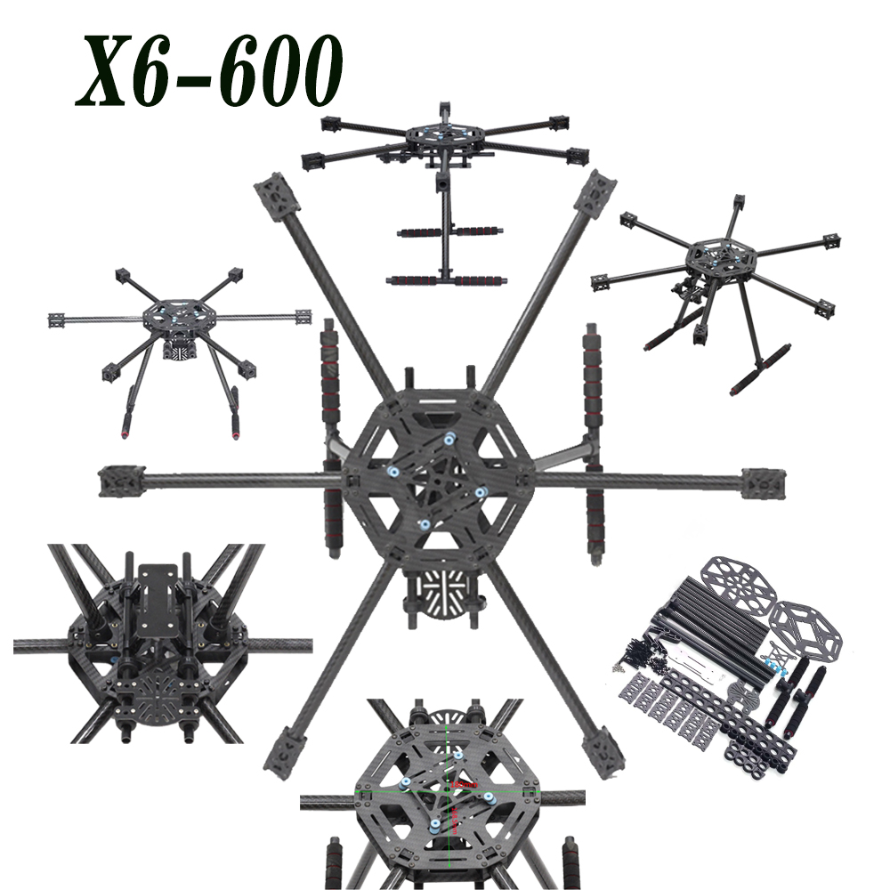 Heavy Lift Drone Frame - カーボンファイバーフィクソプターフレーム,X6-X600 mm,fpv,rcマルチコプター用滑り止め,アップグレード版s550 s500,600