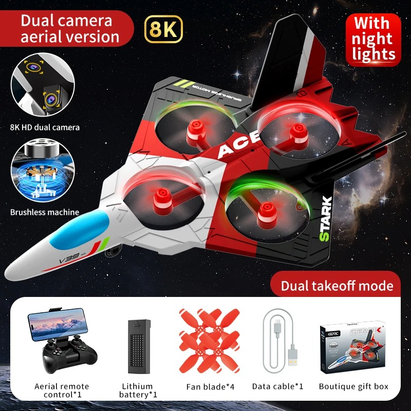 Drone Rc Fighter Jet - デュアルカメラ、rcプレーン、エアロジェットロン、ファイターホビー、グライダーフォーム、2.4g、8kのリモコン飛行機