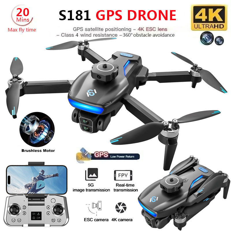 Drone Rc Team City - プロの折りたたみ式ブラシレスクワッドコプター,GPS,デュアルHDカメラ,5g wifi写真,rc距離1.2km,s181,GPS