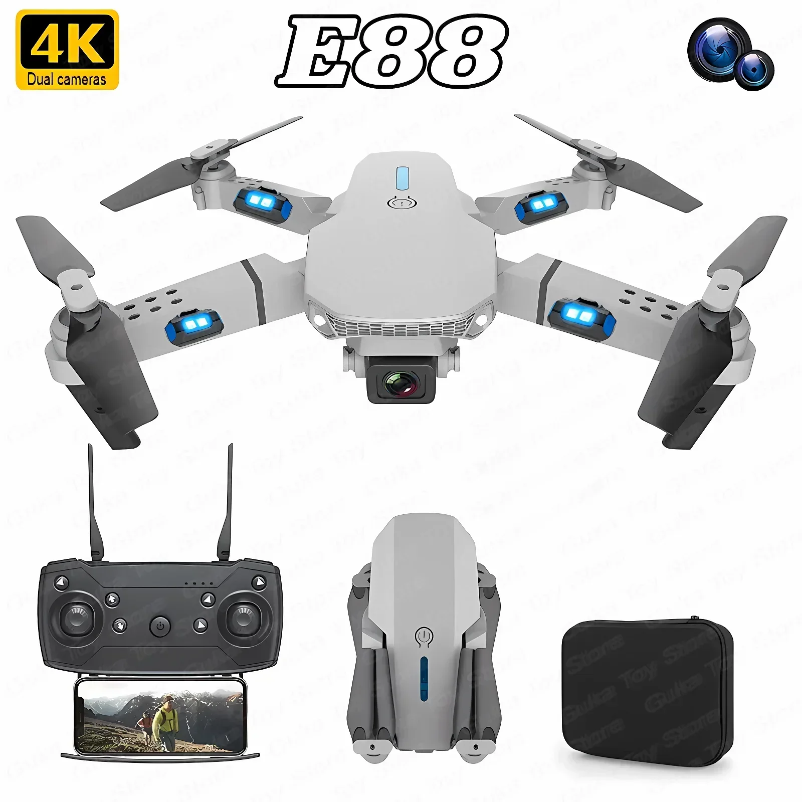 折りたたみ式クワッドコプター,e88プロ広角fpv,wifi - Drone Rc Foldable のレビューと価格