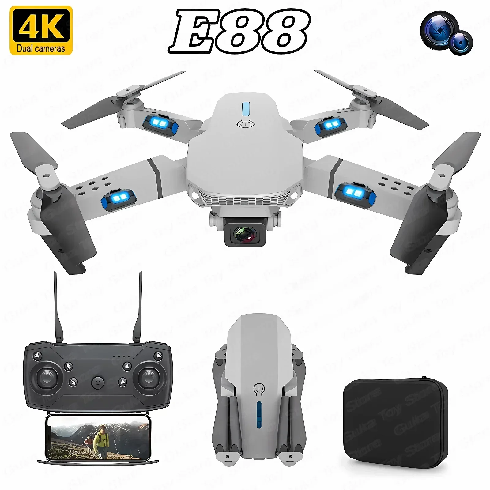 新型E88 Pro Wifi FPVドローン HD 4K 1 - Drone Rc Not Connected のレビューと価格