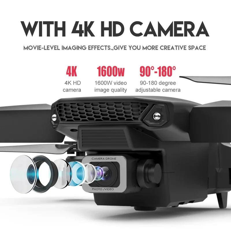 E88 Proインテリジェント折りたたみドローンは、シングル - Drone Rc Team City のレビューと価格