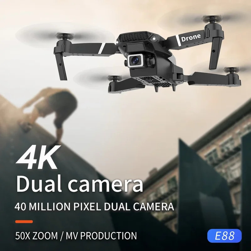 E88 Proインテリジェント折りたたみドローンは、シングル - Drone Rc Team City のレビューと価格