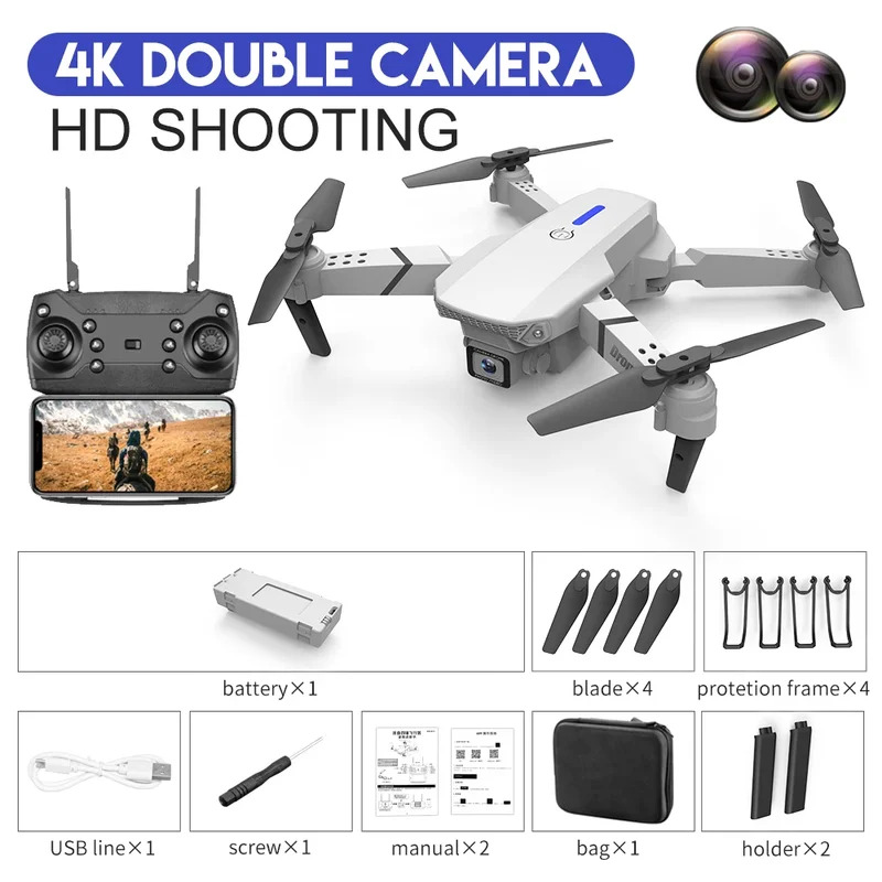 E88 Proインテリジェント折りたたみドローンは、シングル - Drone Rc Team City のレビューと価格