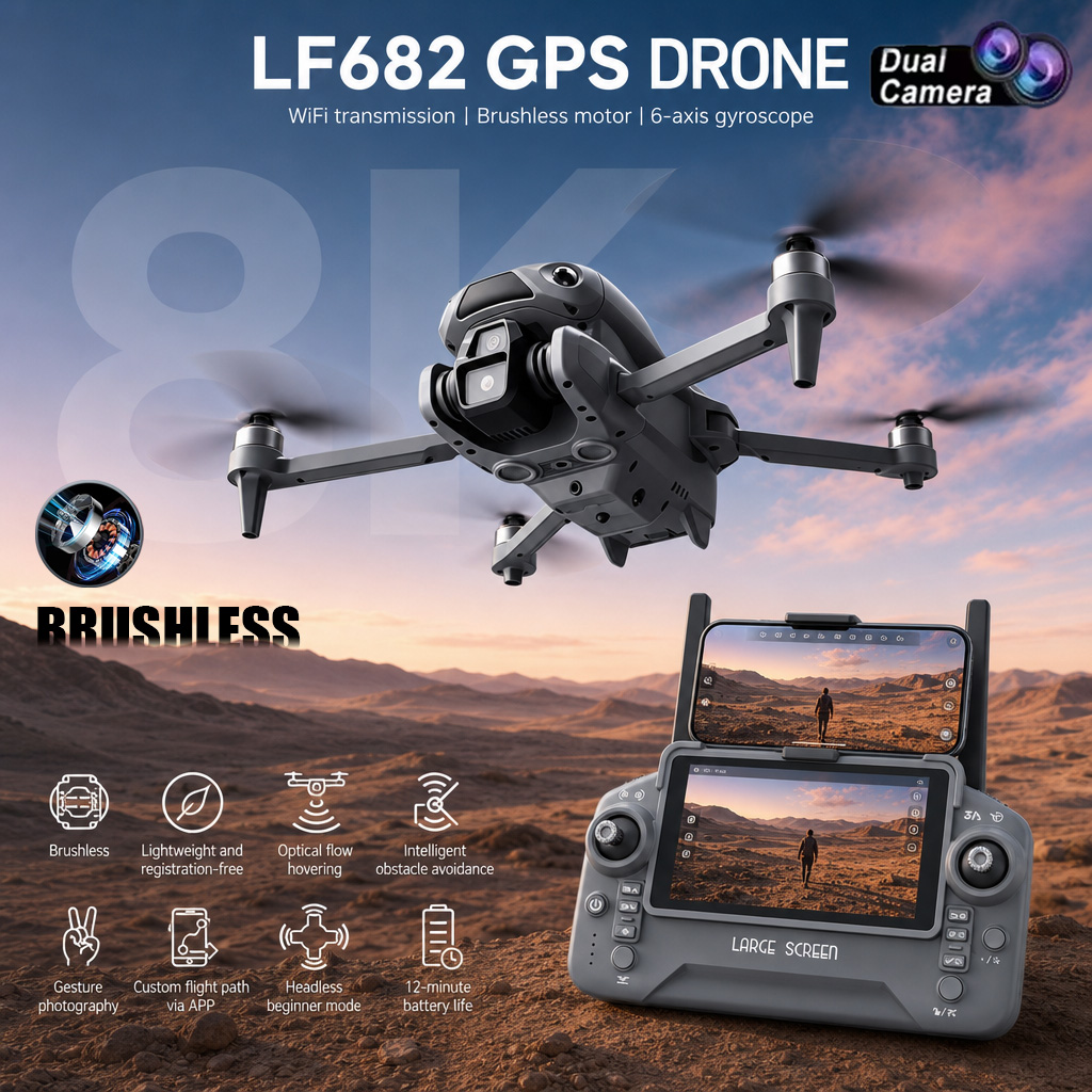 新型LF682ドローン 8KデュアルカメラFPVプロフェッシ - Drone Rc Foldable のレビューと価格